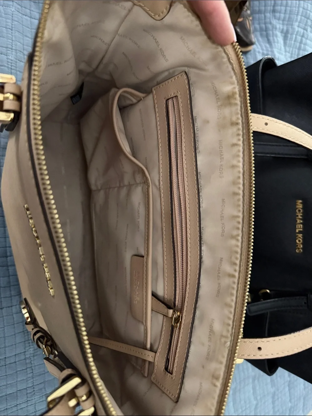 Michael Kors Neutral Blush Leather Tote with Gold Logo